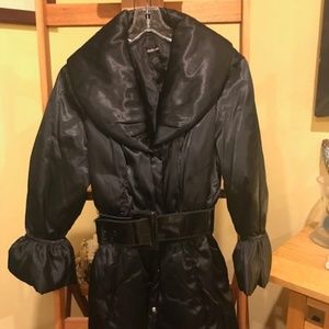 Vintage Puffy Belted Black Trench coat